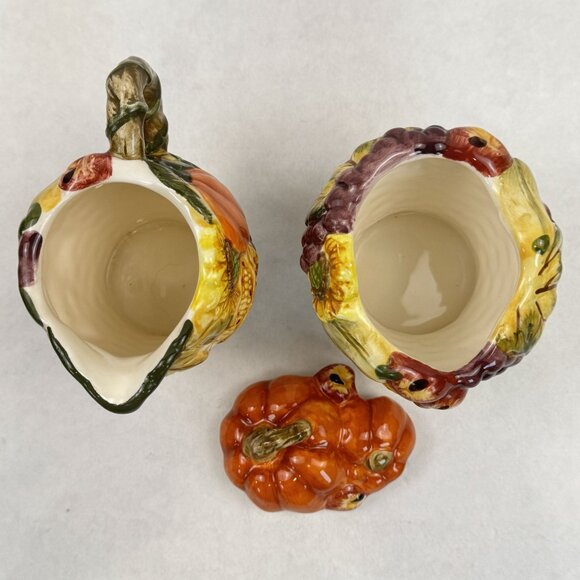 Vintage Ceramic Fall Harvest Creamer & Sugar Bowl Set Thanksgiving Tableware - Picture 6 of 14